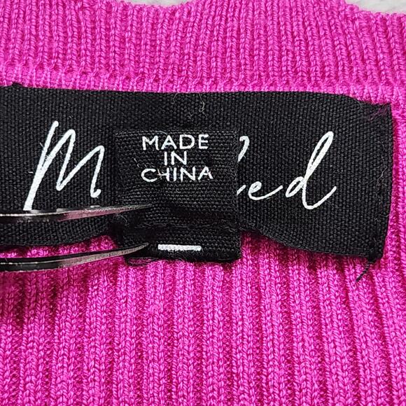 Marled Sweater Womens S Pink Scalloped Scoop Neck Ribbed Stretch Knit Pullover - Picture 5 of 10